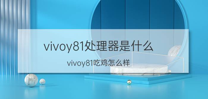 vivoy81处理器是什么 vivoy81吃鸡怎么样？